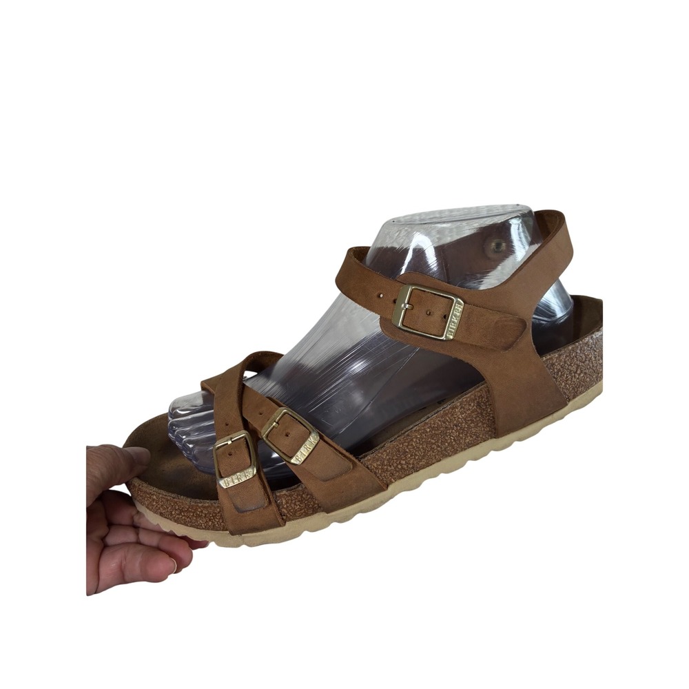 Birkenstock Salina Tobacco Brown Oiled Leather Ankle Strap Sandals 39 L8 M6 - Picture 8 of 12